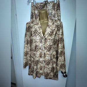 Vertigo Paris Shimmer Animal Leopard/Cheetah Print Blazer & Pants Set NWT S/4
